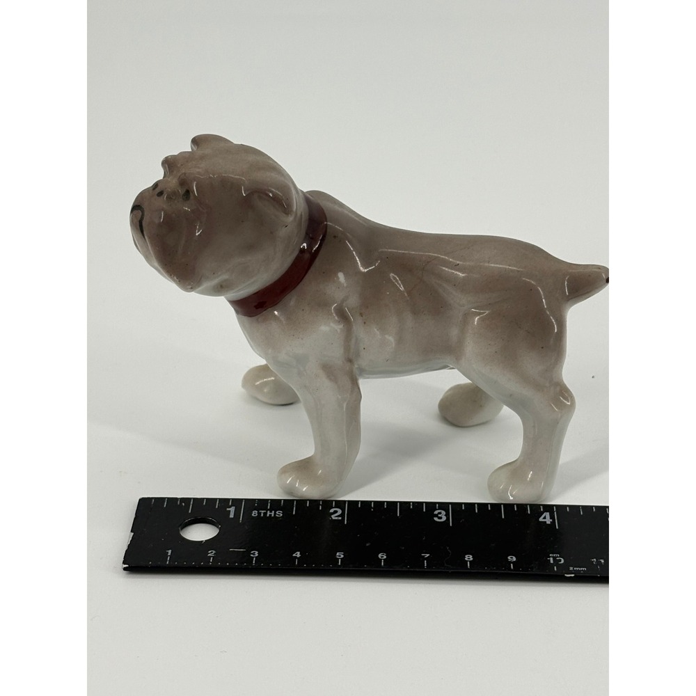 Vintage Ceramic Bulldog Figurine Red‎ Collar Made in Japan Collectible Decor - Picture 6 of 7